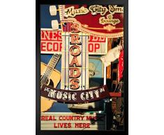 proframes Music City Nashville Country Music Retro Schilder Foto Kunstdruck Retro 14x20 inches Framed Poster