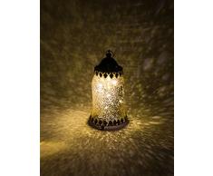 H&D® Original-Glas Laterne mit metalabdeckung LED antik Gold