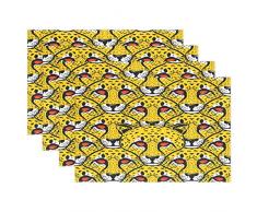 visesunny Tischset Tischset Tischset Tischset Tischset Tischset Antirutschflecken Hitzebeständig für Esszimmer Zuhause Küche Innenbereich 30,5 x 45,7 cm 6 Gepard