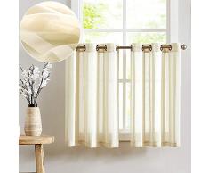 Topick Streifenvorhänge für Küche Stange Pocket Vorhänge für Wohnzimmer 61 cm 2 Panels Beige