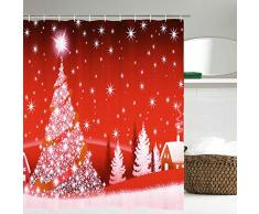 BLEUM CADE Duschvorhang Badezimmer Duschvorhang Langlebig schimmelresistent Wasserdicht Badezimmer Dekor Set mit 12 Haken 70 L × 69 W Christmas Theme