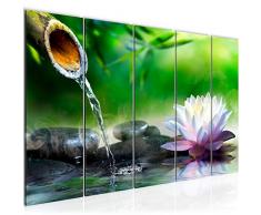 Bilder Blumen Feng Shui Wandbild 150 x 60 cm Vlies - Leinwand Bild XXL Format Wandbilder Wohnzimmer Wohnung Deko Kunstdrucke Grün 5 Teilig - MADE IN GERMANY - Fertig zum Aufhängen 612656a
