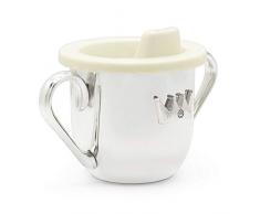 Glänzender versilberter Kinderbecher mit 2 Henkel und Deckel