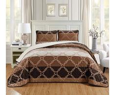 Chezmoi Collection Micromink Sherpa Wendebettwäsche, 3-teilig Modern Queen Quatrefoil Streifen