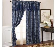 Olivia Gray Gloria Flächenvorhang mit Blumenmuster/Damastmuster, Jacquard 54 x 84 in. Navy
