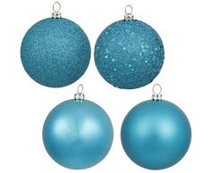 Vickerman Weihnachtskugel, nahtlos, bruchsicher, Candy Finish 4er-Set, Verschiedene Oberflächen 100MM türkis