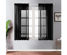 YOKISTG Vorhänge aus Leinen, für Schlafzimmer, Wohnzimmer, Fenster, 2 Paneele 54 x 54 schwarz