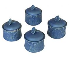NOVICA 351.477,6 cm blau Frangipani Keramik Einmachgläser, 4 Stück