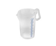 thermohauser Messbecher m. geschlossenem Griff, 3000 ml, Kunststoff PP, blaue Skala in Litern und Millilitern