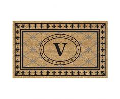 Nedia Home Super Scraper Bungalow Vinyl Kokosfaser Fußmatte, Monogramm V, 50,8 x 91,4 cm
