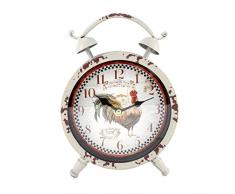 Chaomian Home Ornaments Handarbeit Metall Analog Silent Quarz Schreibtisch Uhr, 21,3 x 16,3 cm Vintage Rustikal Look mit Griff, Glas auf Vorder - 8.4x6.4 Weiß