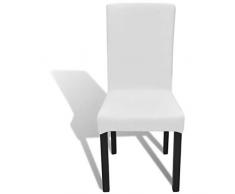 vidaXL 130377 6X Stuhlhussen Jersey Stretch Stoff Stuhlbezug Husse dehnbar weiß Überzug, Gewebe, Geeignete Rückenlehne-Höhe: 46-55 cm