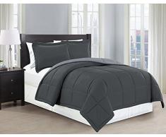 Fancy Collection Schmusetuch Set Daunen alternativ massiv Anthrazit/Grau Twin Charcoal, Dark Gray