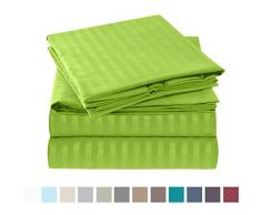 Nestl Bettwäsche Bed Sheet Set – Damast Streifen – weiche gebürstete Mikrofaser – Bonus Kopfkissen Twin Stripe - Garden Green