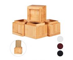 Relaxdays Möbelerhöher 4er Set, Erhöhung um 8,5 cm, für Tische, Stühle und andere Möbel, HxBxT 10x11,5x11,5 cm, Natur, 4 Stück