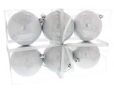 Festive 10 cm PVC/Polypropylen Weihnachtskugeln, glänzend, 6 Stück, Silber