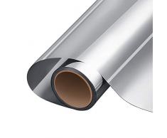WPCTEV Fenster Film One Way Spiegel Film tagsüber Sichtschutz, Selbstklebend Hitze Kontrolle Anti UV-Fenster Tint DIY für Zuhause und Büro Silber 59,9 cm X 6,5 Füße