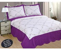 ForenTex MM-2629 Bettdecke, Bestickt, für 135 cm Bett, dekorativ, mit Kissenbezügen, leichte Füllung für Sommer und Schlafzimmer, 3 Stück