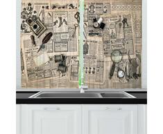 Uhr Decor Vorhänge von ambesonne, neuen Jahr Thema Weihnachten Kugeln und eine Vintage Uhr Hintergrund mit Schneeflocken, Wohnzimmer Schlafzimmer Fenster Drapes 2 Panel Set, rot und blau, Textil, Multi 14, 55 W By 39 L