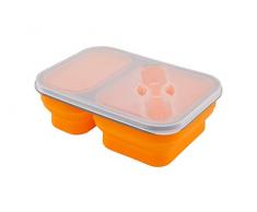 Adler Lunchbox Silikon Behälter 2 Fächer orange Mehrfarbig One Size