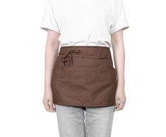 Taillenschürze mit 3 Taschen, Kellnerin-Server, Kurze halbe Schürze für Männer und Frauen, 61 x 30,5 cm, Kellneruniform, Schürze für Küche, Restaurant, Bar, Garten One Size Coffee