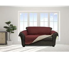 Quick Fit Reynold Loveseat Bezug mit Taschen, wasserabweisend, Mikrofaser, Granatgrün, Granat Natur, 88x70.5