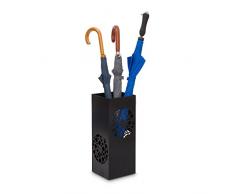 Relaxdays Regenschirmständer eckig in HBT 47,5 x 20 x 20 cm Metall Schirmständer mit Wasserauffangschale für Regenschirm, Gehstock oder Nordic Walking Stöcke aus Stahl mit schöner Ornamentik, schwarz