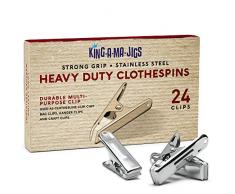 24 Stück – Edelstahl Wäscheklammern – langlebig – starker Halt – wetterfest, Mehrzweck-Clip – Verwendung als Wäscheleinen-Clip, Chip-Taschen-Clips, Kleiderbügel und Bastelklammern (24 Stück)