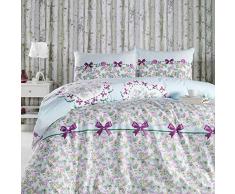 EnLora Home Bettwäsche-Set für Einzelbett, Mnit Green Pink White, 155 x 200 cm, 2 Einheiten