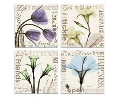 HLJ Lila Tulip Retro Thema Leinwandbild, Kunstdruck Happiness Friends Tickle fertig Zum Aufhängen für Lesen Schlafzimmer Wohnzimmer Retro Large Bf05