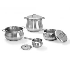 Barazzoni Tummy Zehnteiliges 7 Topfset aus Edelstahl 18/10, Silberfarben, 7 pz