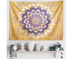 l-SMART Mandala Psychedelic Bohemian Indian Wall Hanging Tapisry Perlenblatt Strand Picknickdecke 60 x 79 Yellow Purple
