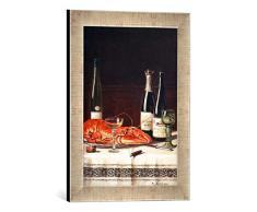 Gerahmtes Bild von Max Schödl Stilleben, Kunstdruck im hochwertigen handgefertigten Bilder-Rahmen, 30x40 cm, Silber Raya