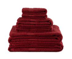J&M Home Fashions Provence Premium Set Includes 2 Bath Hand Towels, and 2 Washcloths, Paprika Red 6 Piece