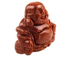 mookaitedecor Happy Buddha Kristall Figur Geschnitzt Statue Pocket Stone Home Dekoration 3,8 cm Gold Sand Stone