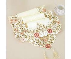 BeautiLife Vintage Lace Floral Tischläufer Oval Bestickt Tisch Leinen für Party, Hochzeit 16 * 69 inch Rose