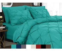 Eleganter Komfort, 3-teiliges Bettbezug-Set mit Knopfleiste, knitterarme Mikrofaser King/California King Tropischer Turquiose