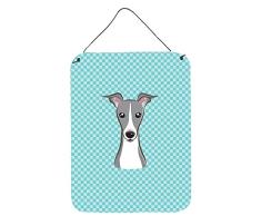 Caroline s Treasures Schachbrett blau Italienisches Windspiel Wand oder Tür Aufhängen Prints, blau, 40,6 x 30,5 cm