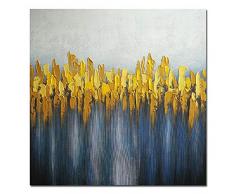 Wieco Art Ölgemälde auf Leinwand, abstrakt, Grau/Gelb/Blau