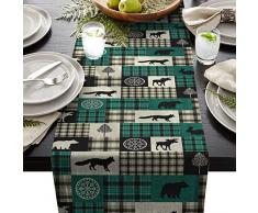 BINGIGO Tischläufer für Weihnachten, Familie, Küche, Esstisch, Dekoration, Rot/Schwarz 13x70in Weihnachts-261big6524