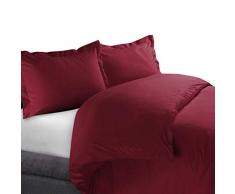 Royal Hotel s Solid 300-thread-count 3 Knopfverschluß, Bettbezug Set, 100 Prozent Baumwolle, Satin, 100% Baumwolle King/California-King Burgunderfarben