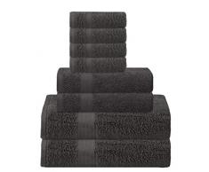 GLAMBURG Ultraweiches 8-teiliges Handtuchset - 100% reine, ringgesponnene Baumwolle, enthält 2 übergroße Badetücher 30x54, 2 Handtücher 16x28, 4 Waschlappen 13x13 - Ideal für den täglichen Gebrauch, Hotel & Spa - Anthrazit