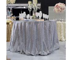 SoarDream Pailletten-Tischläufer, Hochzeit, Tischdecke, rechteckiger Tisch, Tischdecke, Champagner-Ton, 30,5 x 182,9 cm 72Round silber