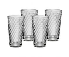 WMF Longdrinkgläser Set 4-teilig Wabenmuster Cocktail Latte Macchiato Kristallglas hitzebeständig spülmaschinengeeignet, 275 ml