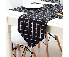Shukii Tischläufer Home Tischdecke Dekorativ 2 Seiten Baumwolle Leinen Klassische Tischunterlage Esszimmer Party Urlaub Dekoration, Schwarz , 12 x 70(32*180cm)