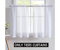 Küchen-Vorhang, Leinen, durchsichtig Casual 36 L/Pair weiß