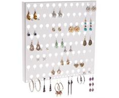 Angelynns Ohrringhalter Organizer Display Rack Wandmontage Hängeschrank Schmuck Aufbewahrung Rack Kleiderbügel, Metall, weiß, Sariea 12x12