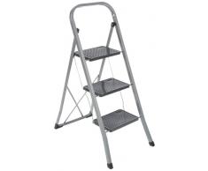 axentia Trittleiter 3 Stufen klappbar, Klapptritt aus Metall mit Haltebügel und großen Stufen, Klapptreppe bis 150 kg, silberfarben / schwarz