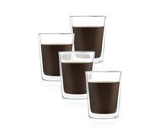 JavaFly Basic Baffin doppelwandiger Tasse für Tee und Kaffee, 400 ml, transparent 4 Pack farblos