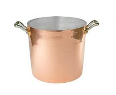 Pentole Agnelli Kochtopf aus Kupfer gehämmert Zinn handgefertigt mit Zwei Griffe Messing, Durchmesser 200 mm Cod.alcm103 m20